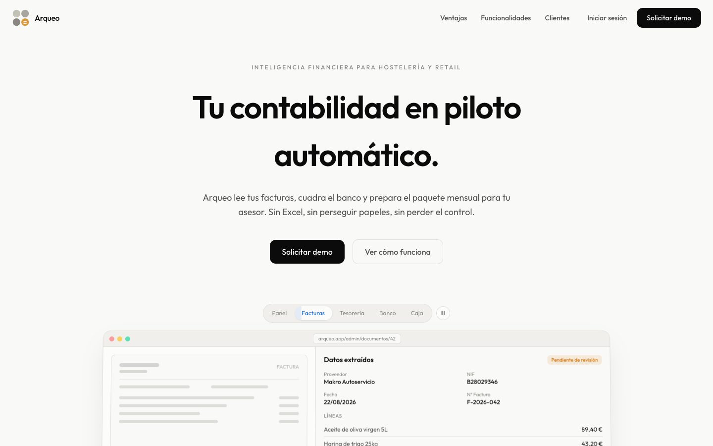 Arqueo – Bookkeeping on autopilot for hospitality and retail.